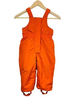 Vintage LL Bean Toddler Size 2T Orange Snow Bib Fleece-Lined Overalls